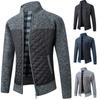 Men's Korean Style Thickened Warm Knit Stand Collar Zipper Sweater