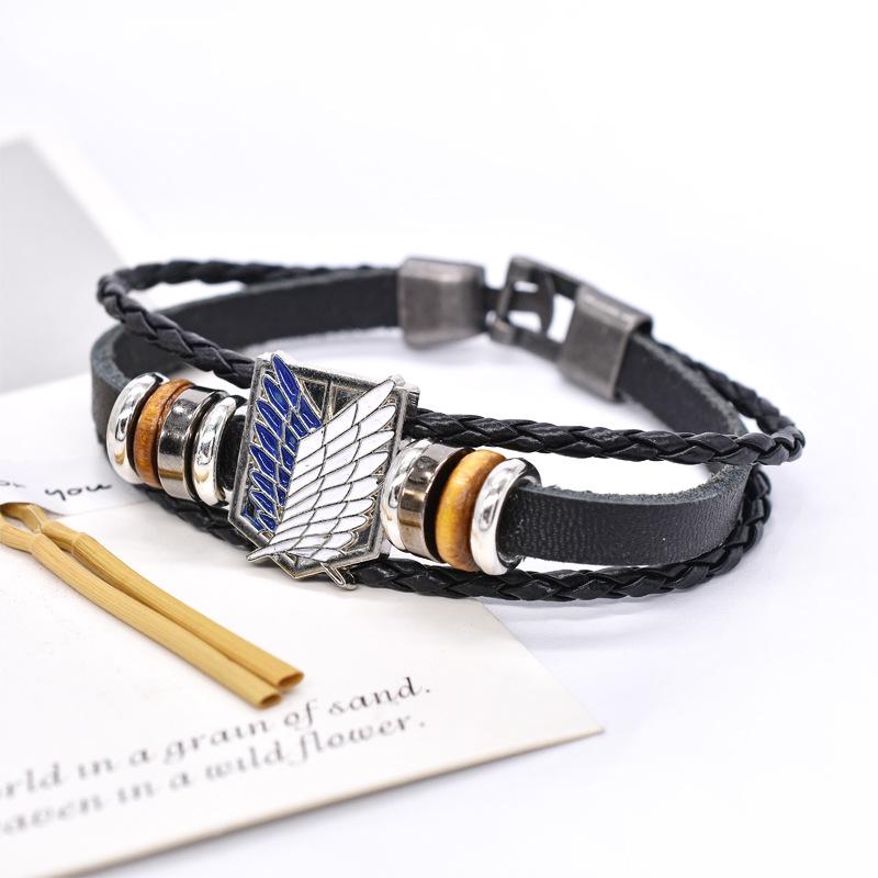 

European & American Anime-Inspired Men s Genuine Leather Bracelet with Zinc Alloy Buckle