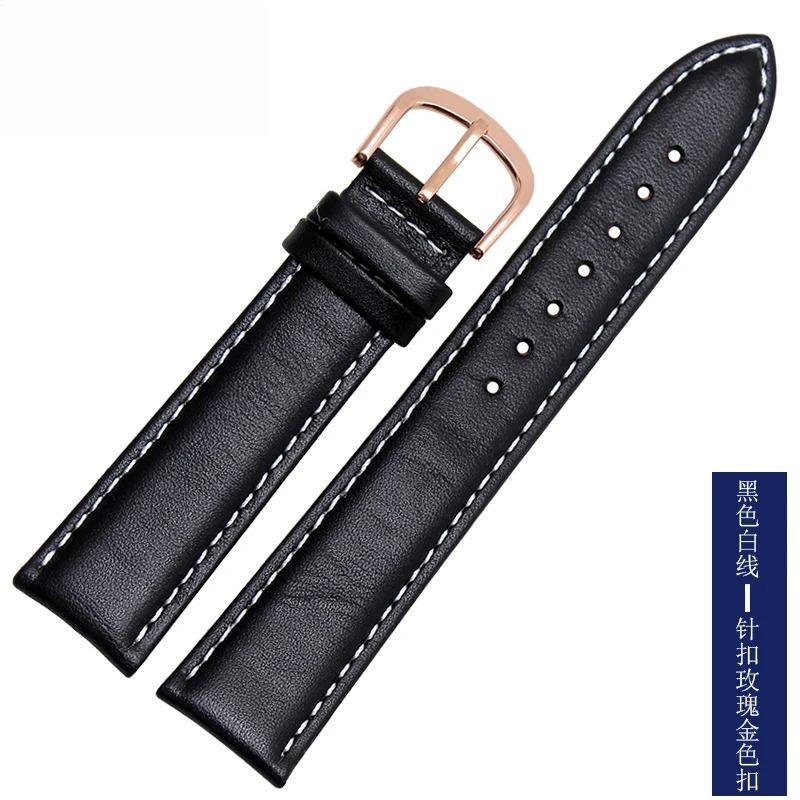 Smooth Genuine Calfskin Leather Watchband 18mm 19mm 20mm 21mm 22mm 23 Soft Straps Automatic Butterfly Buckle Business Watch Band