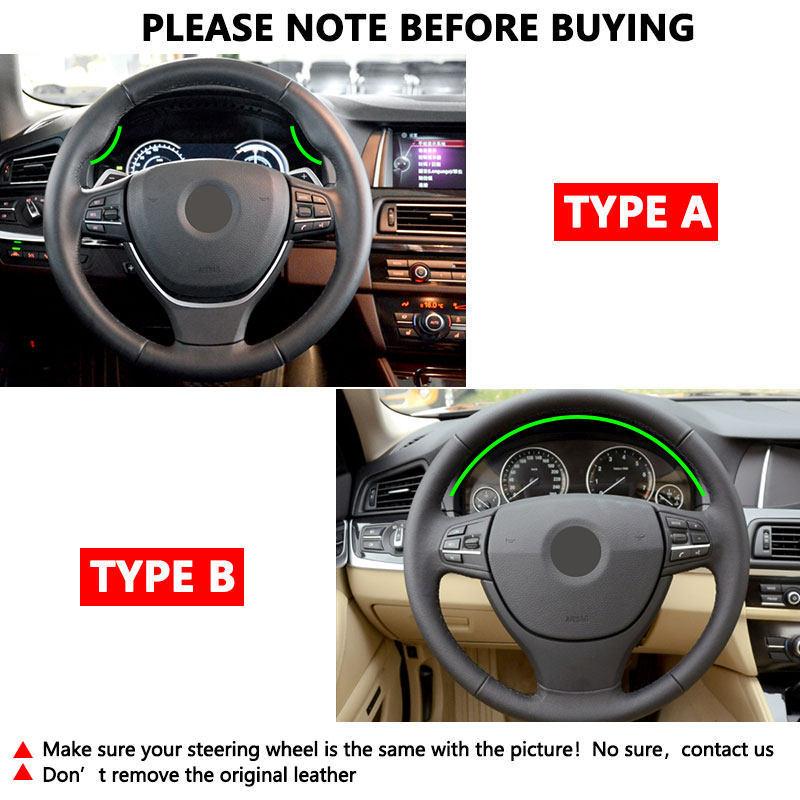 For BMW 5 6 7 Series F10 F07 F11 2009-2017 F12 F13 2011-2017 F01 F02 2008-2015 Car Inner Steering Wheel Cover Suede Leather Trim