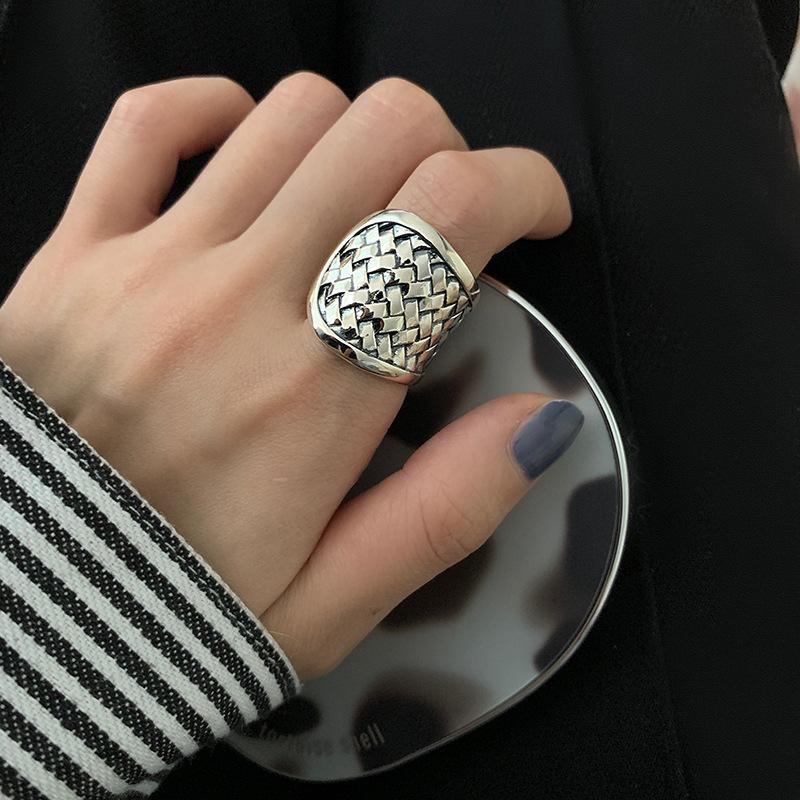 Sam Panda 925 Silver Simple Ring For Women Fine Jewelry Finger Adjustable Open Vintage Big Ball Ring For Party Birthday