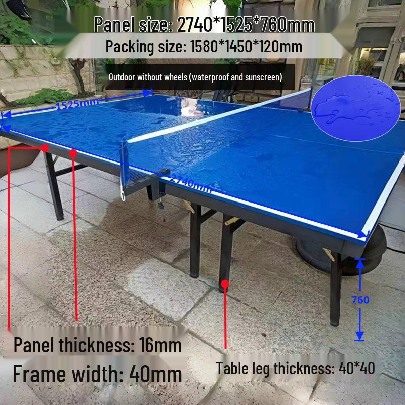SMC Foldable Indoor/Outdoor Ping Pong Table - Waterproof, Rainproof, Sunscreen, Standard Household Table with Case