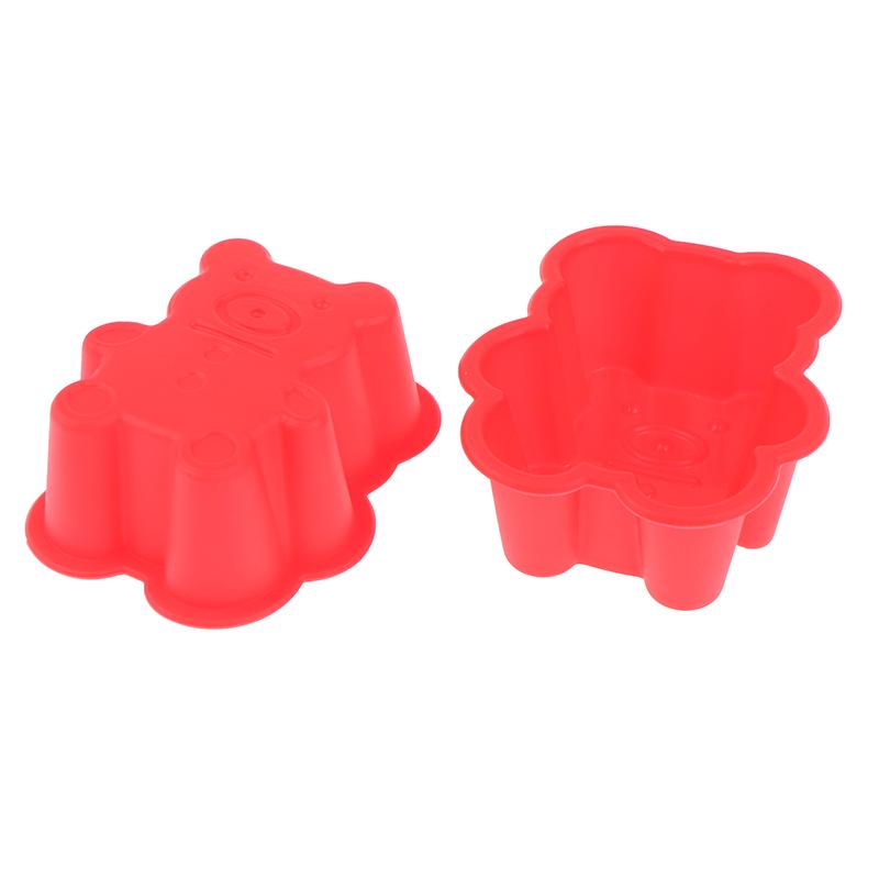 5Pcs  7Cm Creative Silicone Bear Muffin Cup Cake Cup Diy Baking Mold Color Random