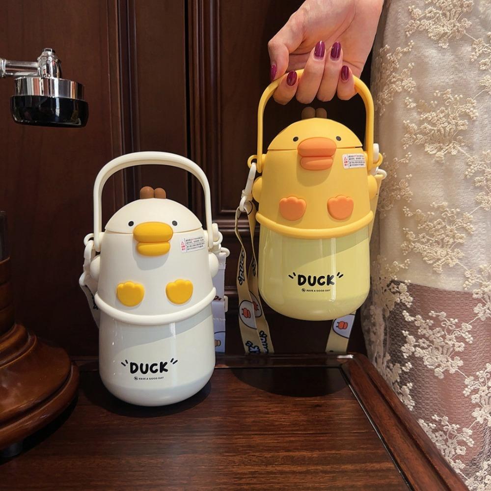 With Straw Vacuum Flask Stainless Steel Bouncing Vacuum Cup Cute Insulated Water Bottle Children