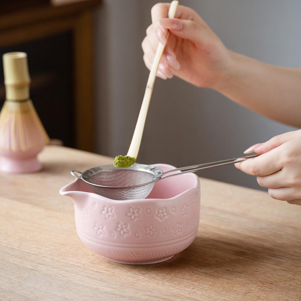 Ceramic Matcha Tea Ceremony Set with Whisk, Chasen Holder, and Brush.