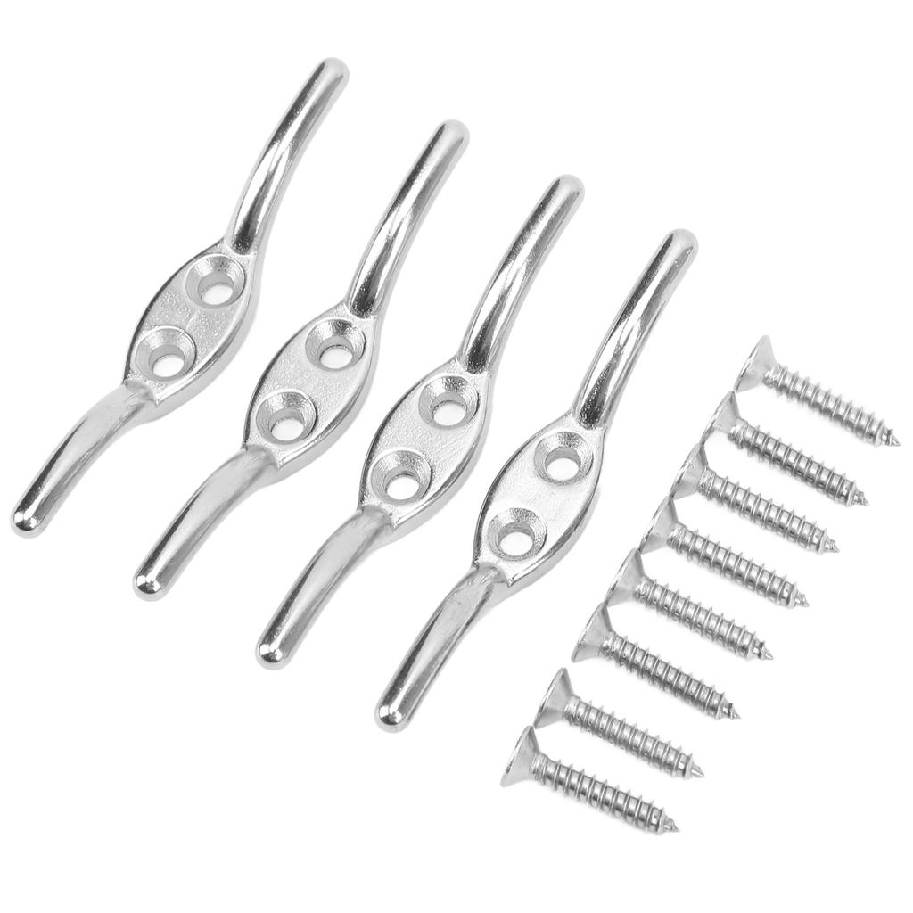 2 Pcs Flagpole Cleat Hook Stainless Steel Rope Fixing Cleat Hook for Flagpole Small Boats