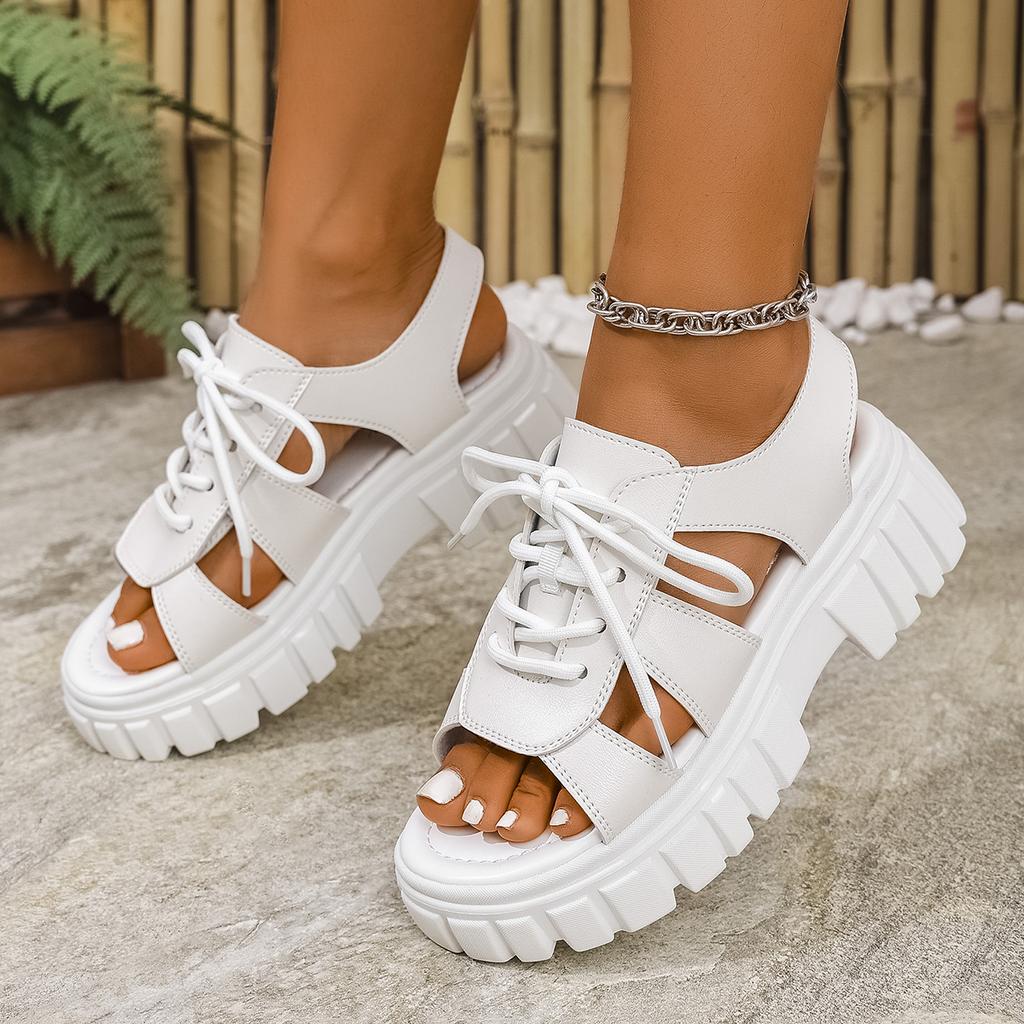 Fashion Women Sandals Peep Toe Lace-Up Designer Women Shoes Comfortable Platform Sandals Versatile Casual Sporty Style Shoes for Women