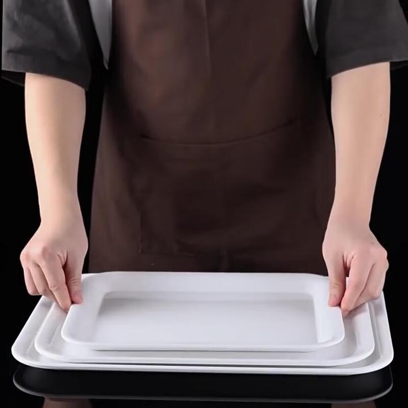 White Melamine-Style Rectangular Serving Trays