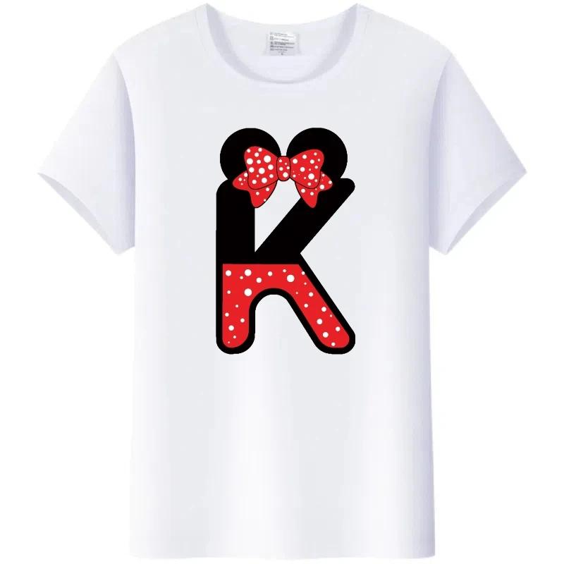 Fashion Blouses Letters Cartoon Mickey Mouse Minnie Printed Family T-Shirts Tshirt Harajuku 90S Top Gift Unisex