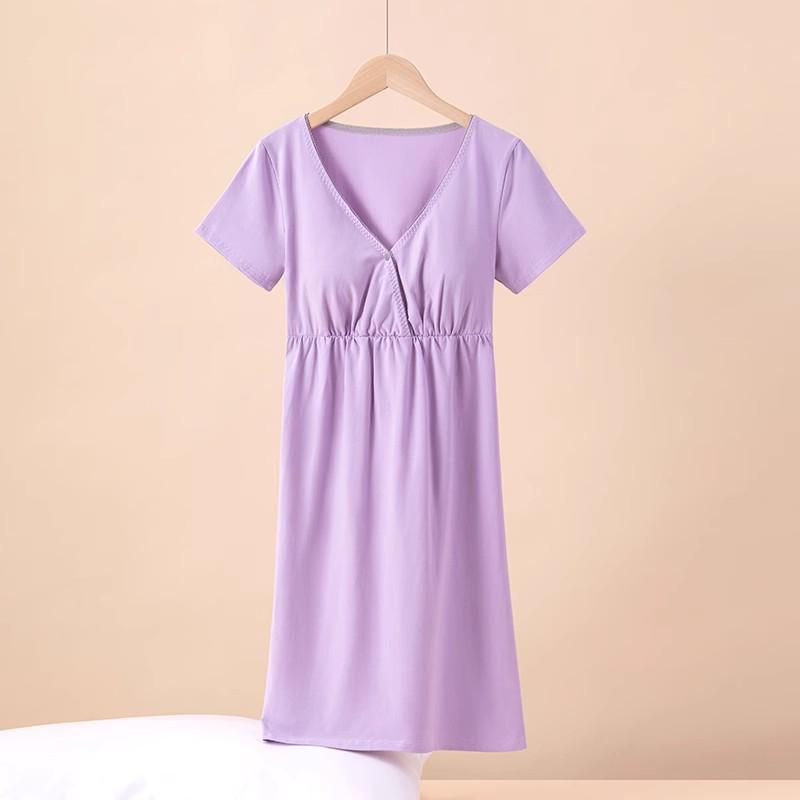 Plus Size Cotton Maternity Nightgown - Thin, Casual, and Nursing-Friendly