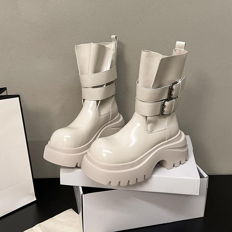 Fashion Winter Design Platform Heel Women Ankle Boots Fashion Slip On Height Increase Shoes Punk Style Short Botas De Mujer