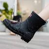 Fashion medium tube rain shoes women's water shoes winter wear rain boots adult velvet soft sole waterproof non-slip women's rubber shoes