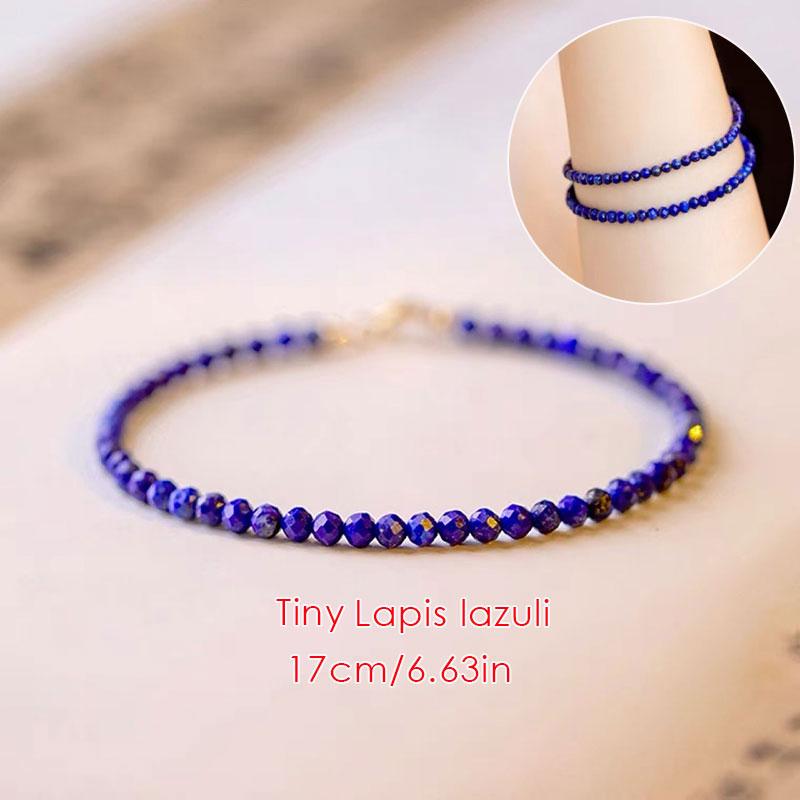 Dainty Tiny Blue Natural Stone Moonstone Beads Bracelet for Women Healing 7 Chakra Delicate Small Stacking Bracelet