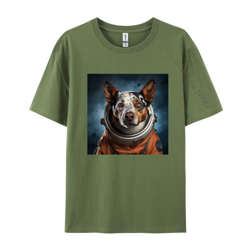 Astro Dog Australian Cattle Dog TShirt Coloful Printed Cotton Tshirts Green And White Graphic T Shirt
