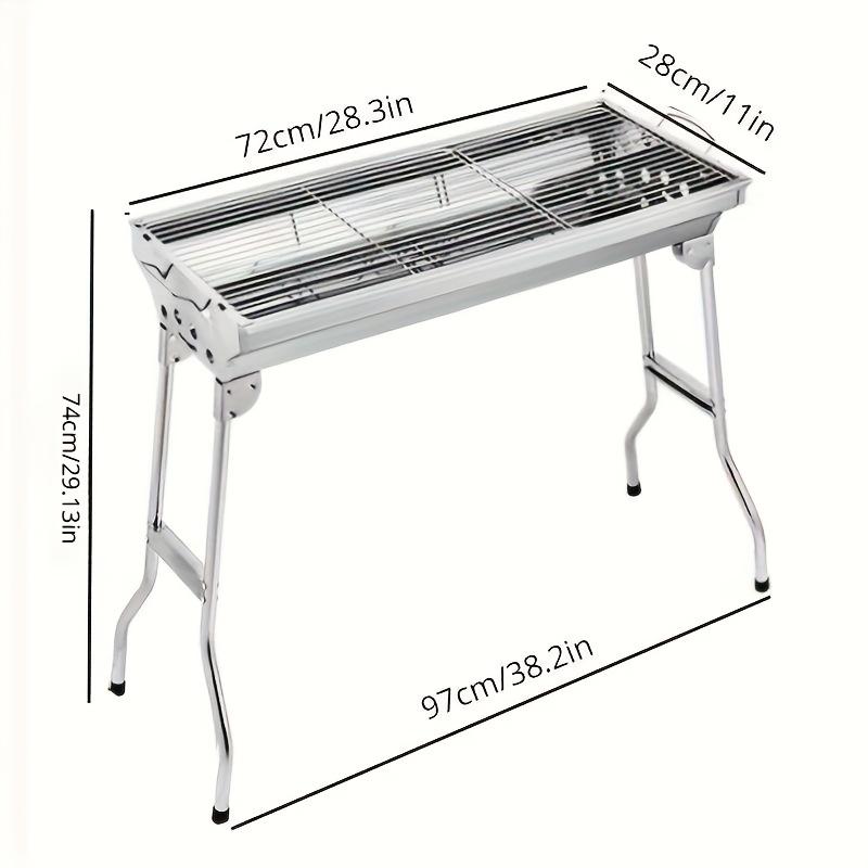 

Outdoor Stainless Steel Charcoal Grill, Large Portable Folding BBQ Grill, Heavy Free Assembly Barbecue Tool for Camping Picnic