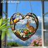 Acrylic Heart-Shaped Easter Bunny Suncatcher Stained Glass Effect Window Hanging Ornament Easter Lover Gifts