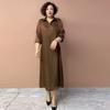 Women’s Silk Dress Summer Lapel Plus-size Dress Solid Color Soft Skin-friendly Breathable Silk Long Dress