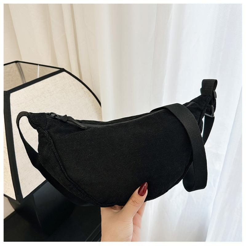 Japanese Single Dumpling Bag Corduroy Autumn and Winter New Women's Shoulder Bag Men's Satchel Underarm Bag Lightweight