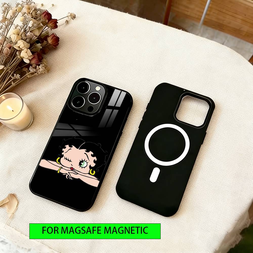 

Cartoon Betty Boop Phone Case For iPhone17,16,15,14,13,12,11 Plus,Pro Magnetic with Magsafe Wireless Charging iPhone14ProMax