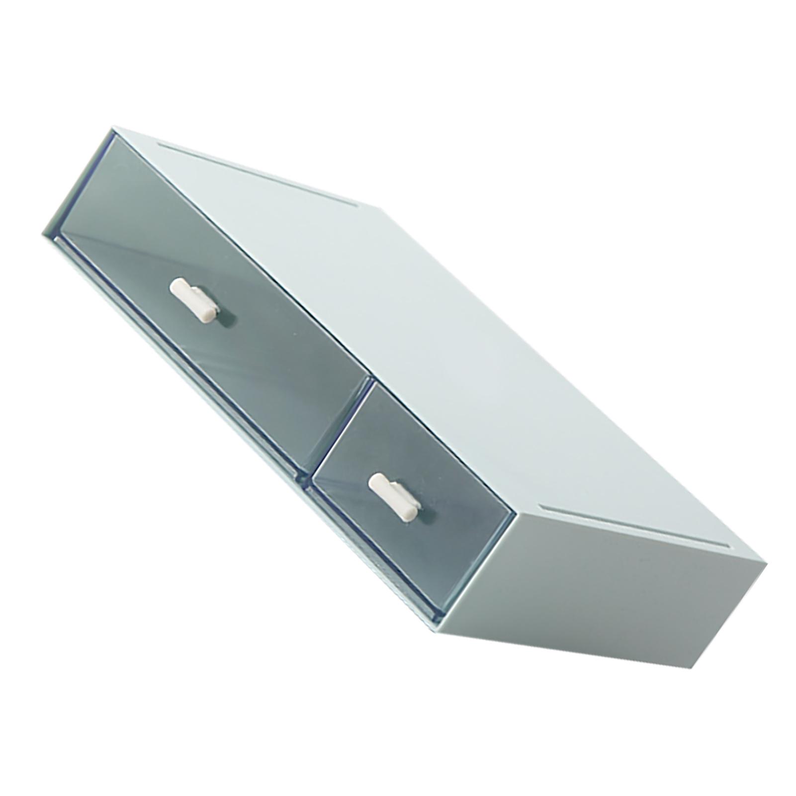 

Desk with 2 Drawers Stackable Plastic Desk Storage Box Desktop Organization for Home Collection Cosmetics Supplies