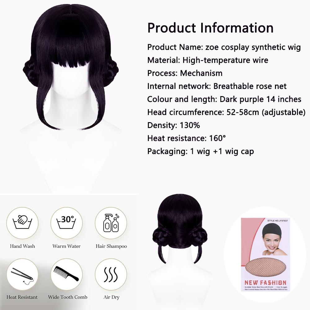 Anime Rumi Mila Zoe Cosplay Synthetic Hair Double Bun Suitable for Women's Daily Wear Party Role Play Heat Resistant Fiber Wig