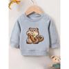 European Sizes Cute Beaver Print Sweatshirt for Kids Aged 0-3, Featuring Long Sleeves And a Round Neck
