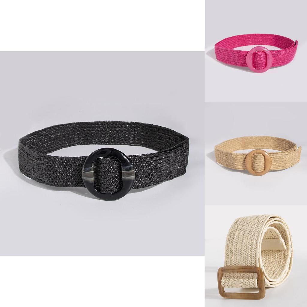 Bohemian Waist Belt For Women With Elastic Resin Buckle And Woven Design For Casual Wear
