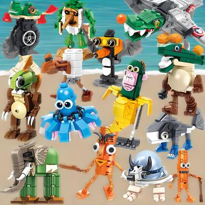 KI Tung Tung Sahur Bausteine Figur Shan Hai Jing Tierwelt Insekten Set Baustein Fuchs Laufschuhe Hai Spielzeug Geschenk Modell