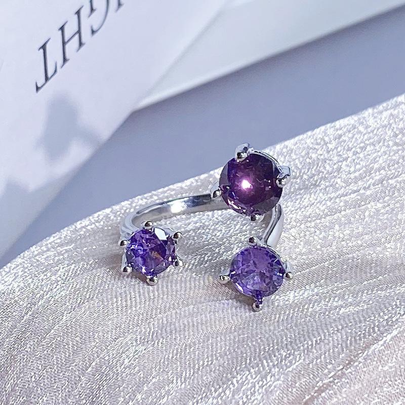 Color Treasure Multi-Color Full Diamond Zir*****Pen Ring Light Luxury High-End Super Flash Niche Design Ring