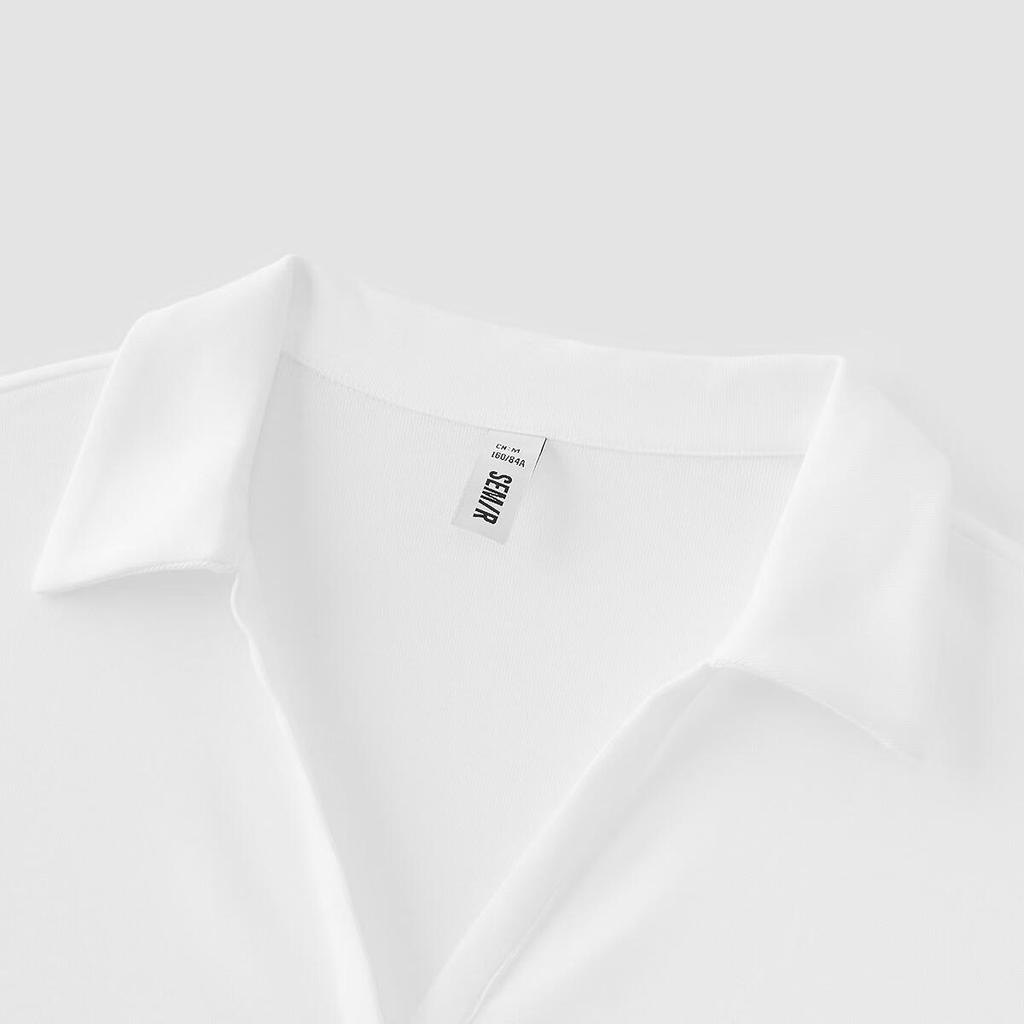 Semir Women's Summer Short Pleated Slim Fit Polo Shirt 2026 Cool Shoulder Top