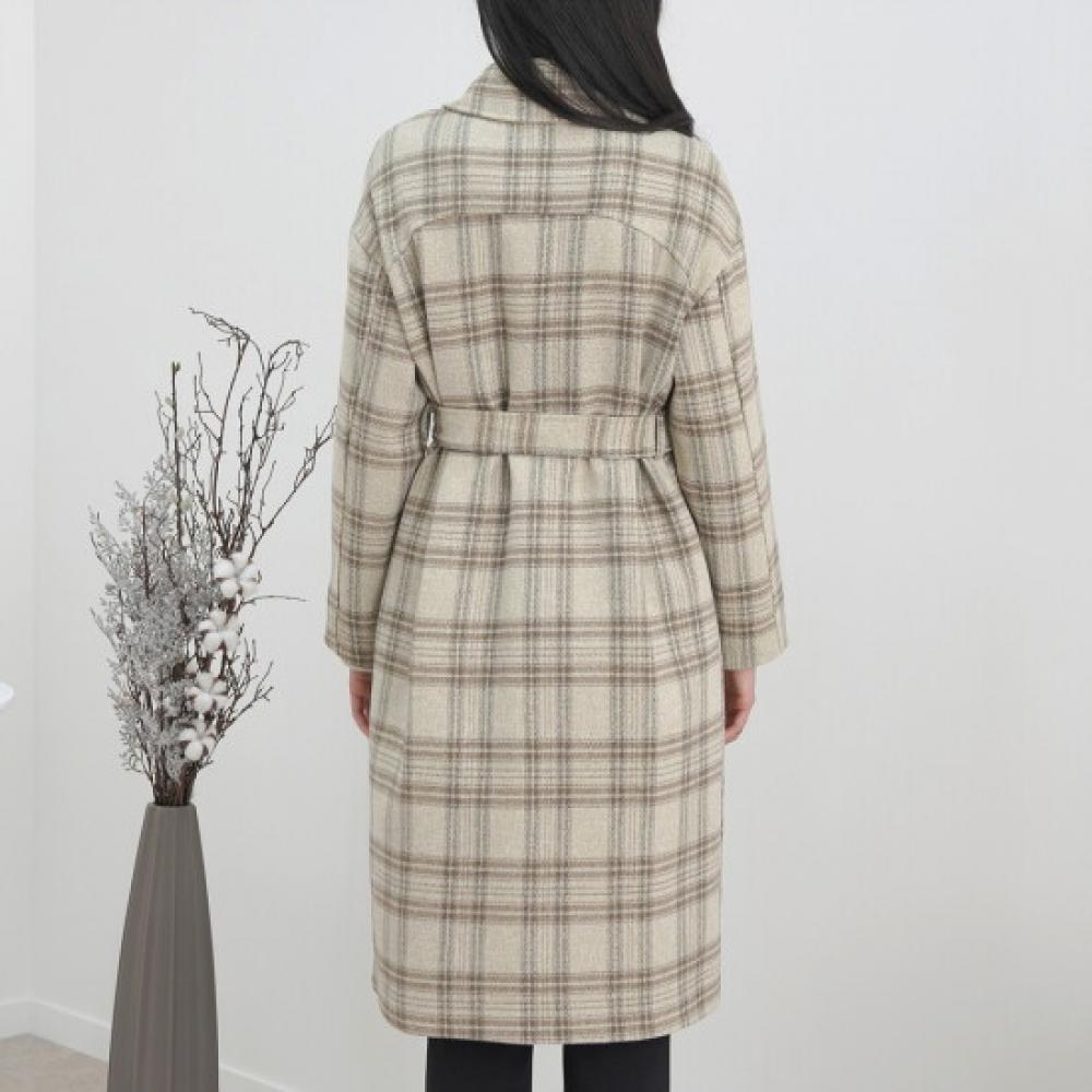 Morris Coming Home Women Trendy Check Double Belt Wool Coat M2512ct607d