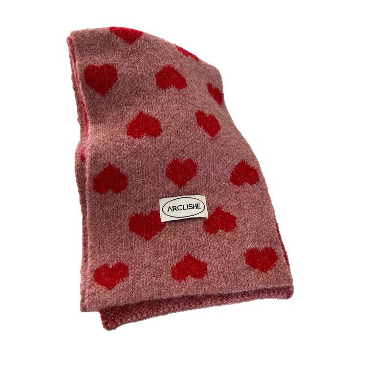 Cute & Warm Heart Jacquard Knitted Scarf for Children - Versatile Neck Gaiter for Boys & Girls