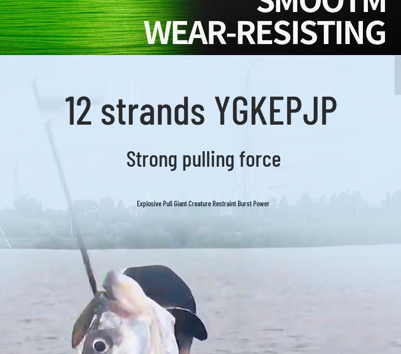 12-Strand High-Tensile Strength Fishing Line - Super Soft, No Pilling, Wear-Resistant, Anti-Bite, Ideal for Long Casts