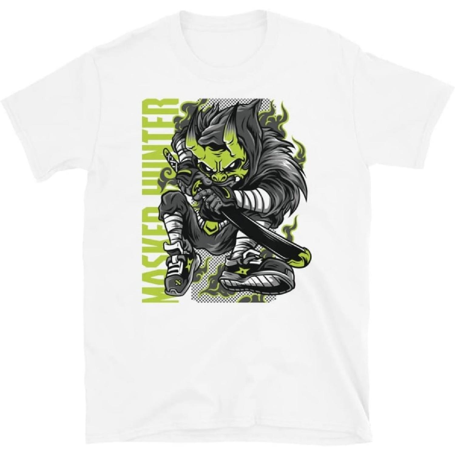 Masked Hunter Fantasy Monster Art Retro Classic Everyday Graphic T-Shirt, White, Small XXXXXL белый