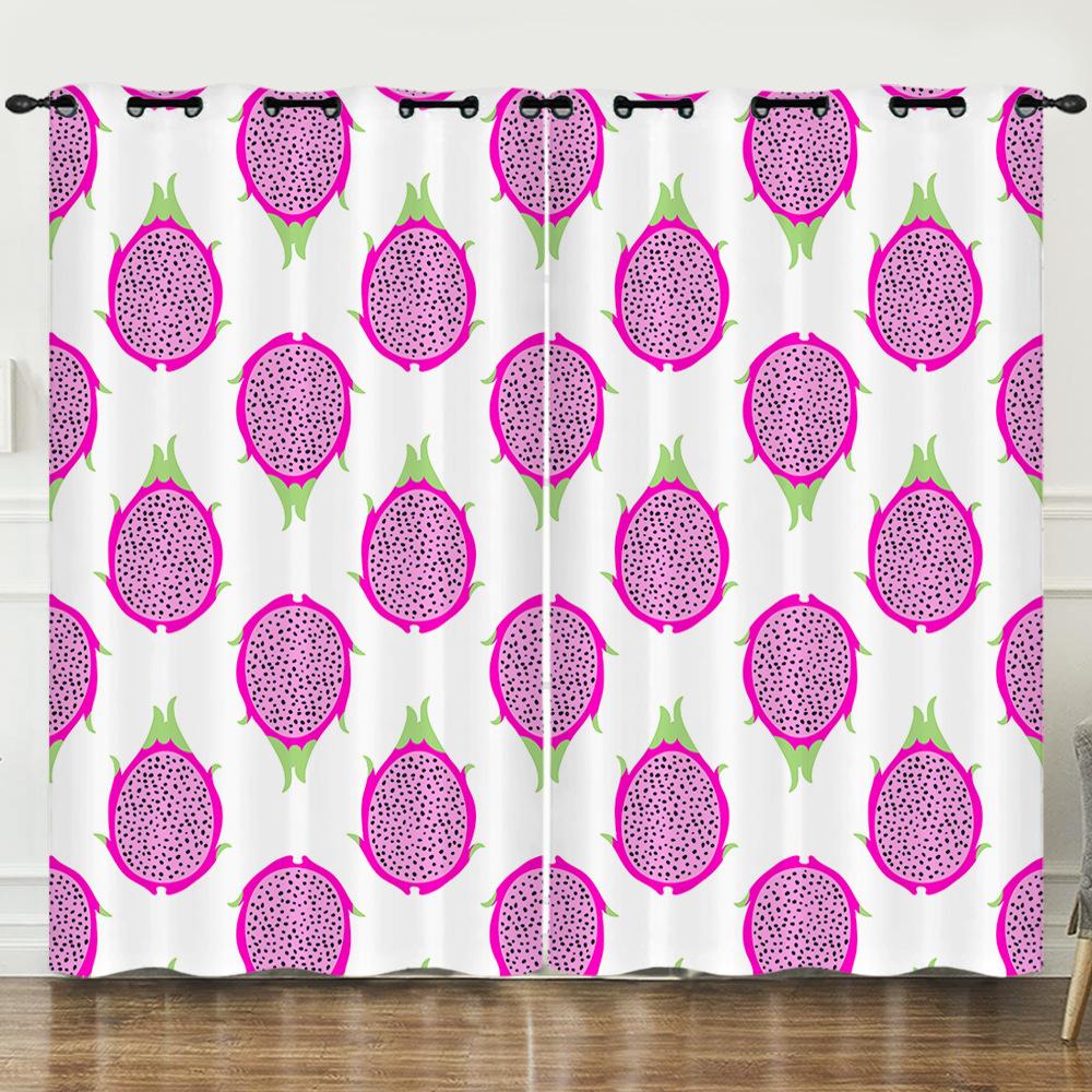 

Штора Мультяшный Фрукт Питайя Любовь 3D Цифровая Печать Светонепроницаемая Штора На Люверсах 97cm*114cm*2