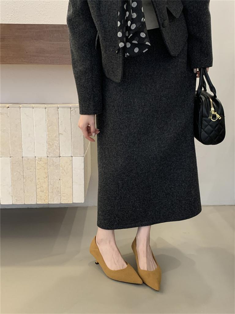 French temperament single shoes women's 2025 new pointed head shallow mouth versatile commuter work shoes thin heel suede high heels women