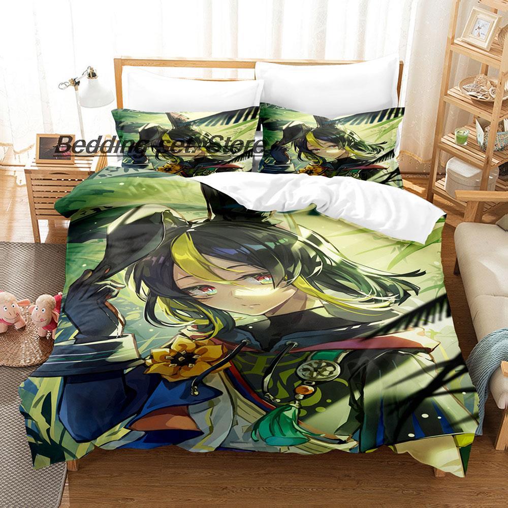Kawaii Genshin Impact Tighnari Sängkläder Set Enkelt Twin Full Queen King Size Sängset Aldult Barn Sovrum Påslakanset