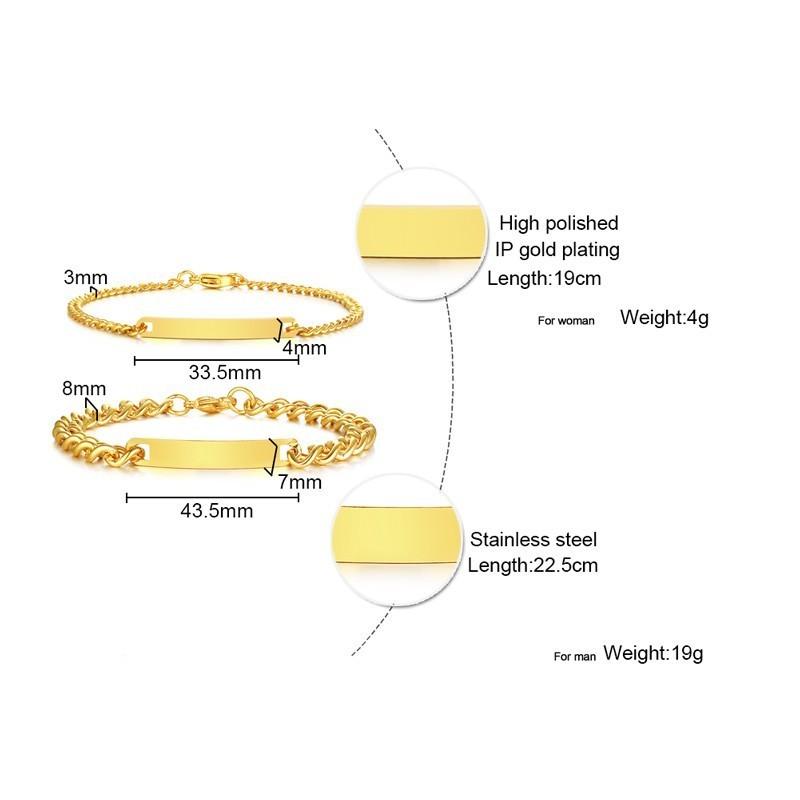 Free Engraving Stainless Steel Bracelet Nameplate Initial Couple Matching ID Identification Men Women Jewelry Dropshipping