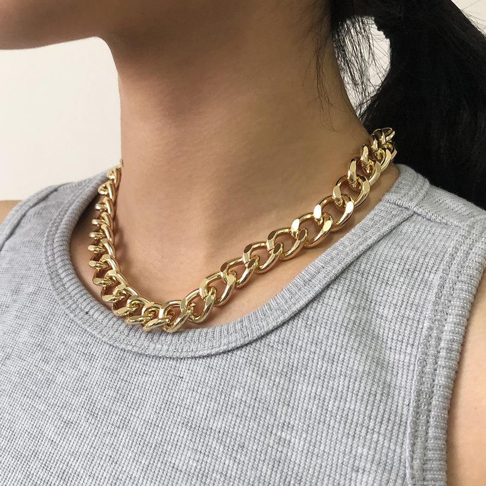Retro Exaggerated Thick Chain Necklace Double Personality Chain Hip-Hop Neck Chain Choker Necklac Women Jewelry