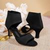 Fashion Summer Sexy Fashionable Ankle Sandals for Women 2025 Comfortable Peeping Toe Knitted Thick High Heels Dancing Shoes for Women