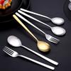 2Pcs Stainless Steel Golden Silver Fork Spoon Fork Spoon Heat-Insulated Long Handle Stirring Dessert Spoons Kitchen Gadgets