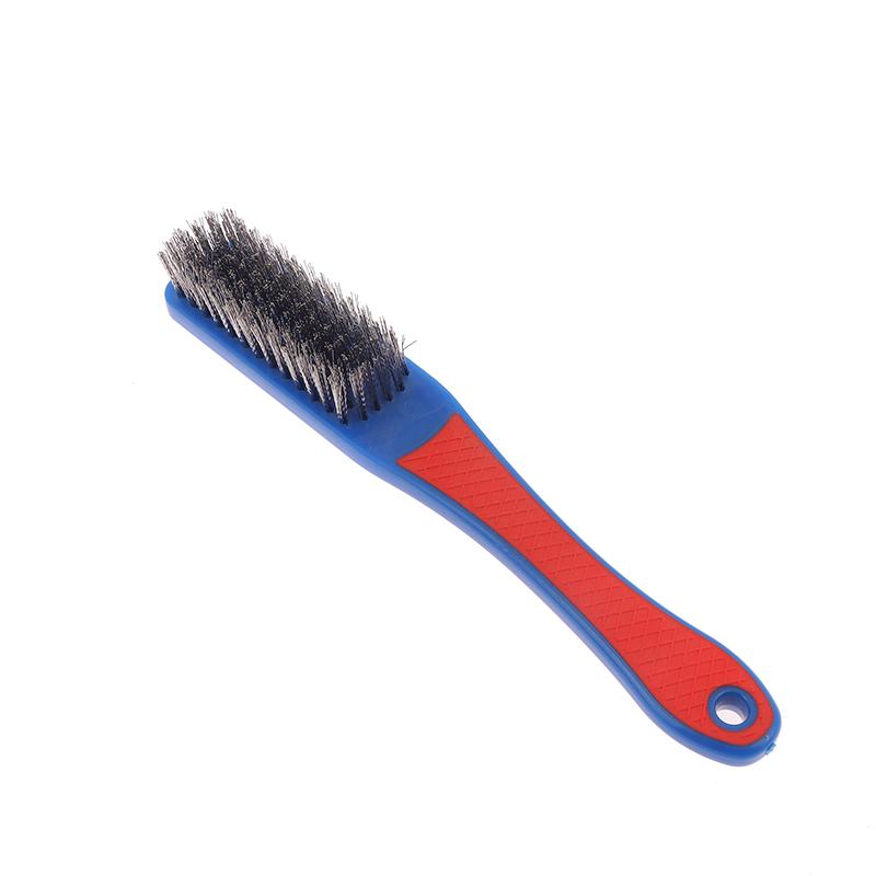 Durable Stainless Steel Wire Brush Silicone Handle Red And Blue Paint Removal Tool Scratch Brushes Cleaning Metal Rust Brush