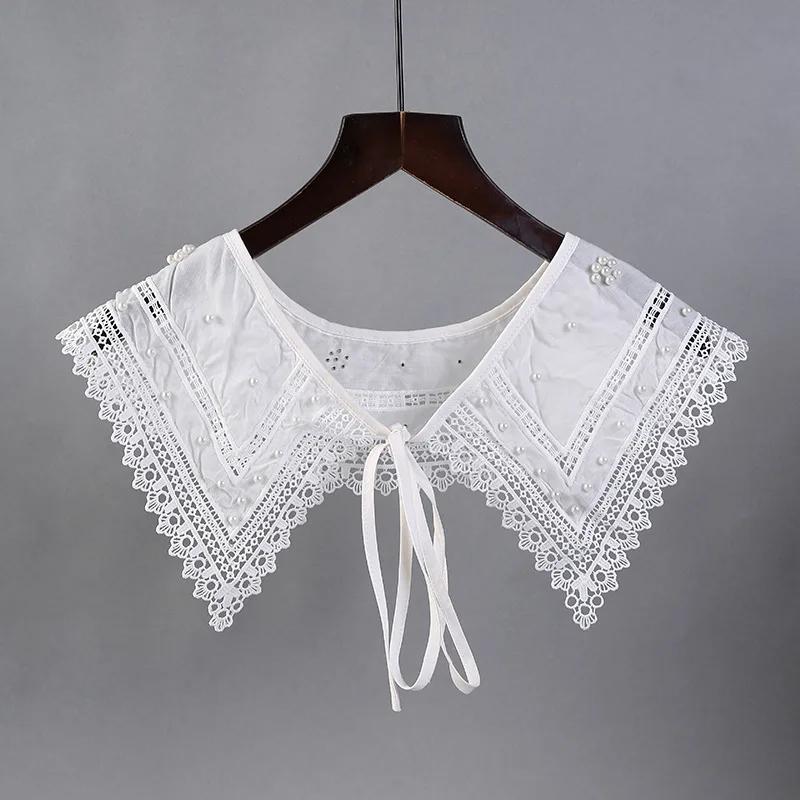 Fashion Lace Hollow Fake Collar Shawl Wrap Girls Doll Collar Detachable Shirt Collar Women Vintage Half Shirt Necklace Shawl
