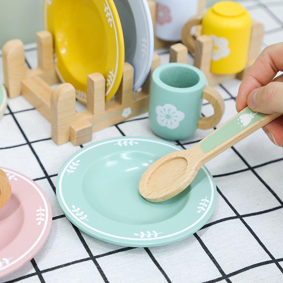 Baby Wooden Toy Kitchen Toy Wooden Tableware Set Toy Baby Role Play Educational Cosplay Preschool Toy Gifts for Kids