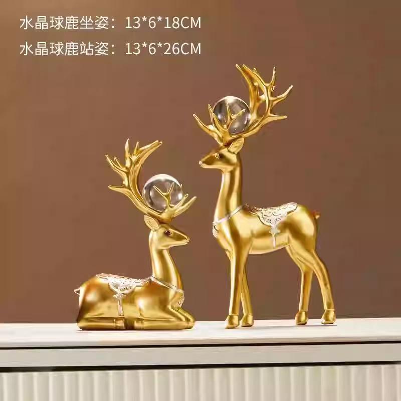 Resin Deer Gourd Home Decor Set Living Room Entryway TV Cabinet Shelf Modern Chinese Style Ornament Gift