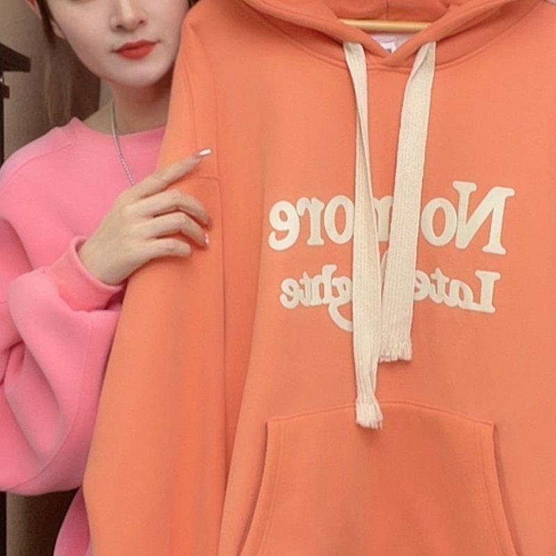 2023 Autumn/Winter Women's Slimming Printed Hooded Fleece Sweatshirt