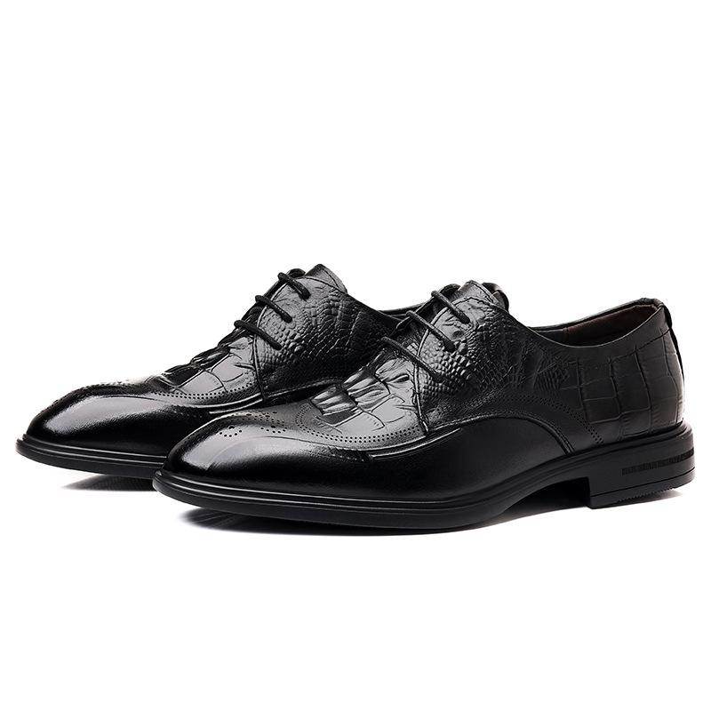 Strictly selected men's casual leather shoes crocodile pattern fashion platform leather wedding shoes British style business dress Wenzhou men's shoes