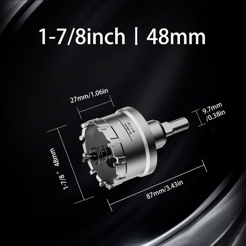 Professional 48mm Metal Hole Cutter Aluminum Construction Carbide Hole Saw For Steel Plate Pipe Drilling