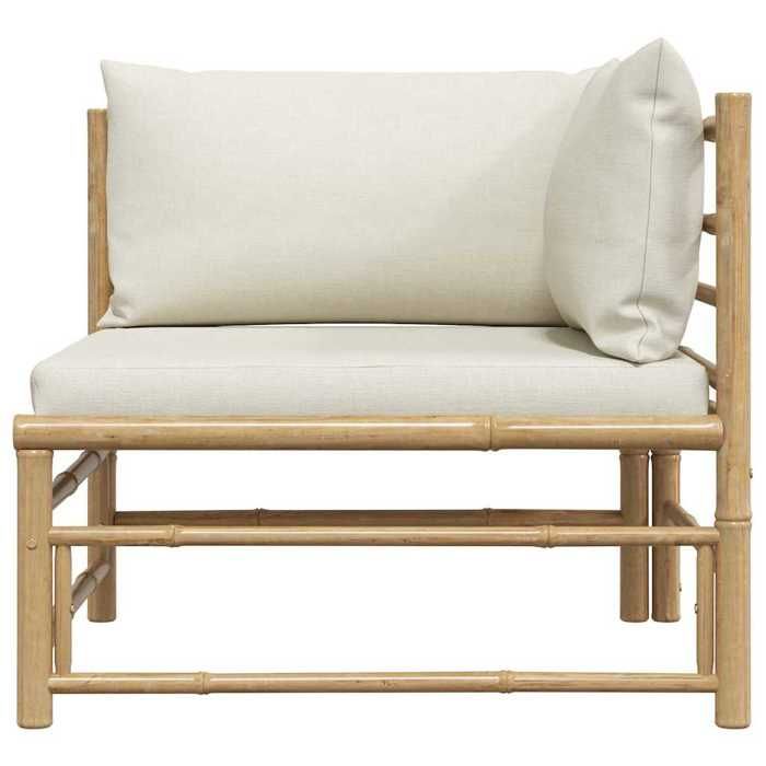 Maison Exclusive - Canapé d'angle de jardin avec coussins blanc crème Bambou