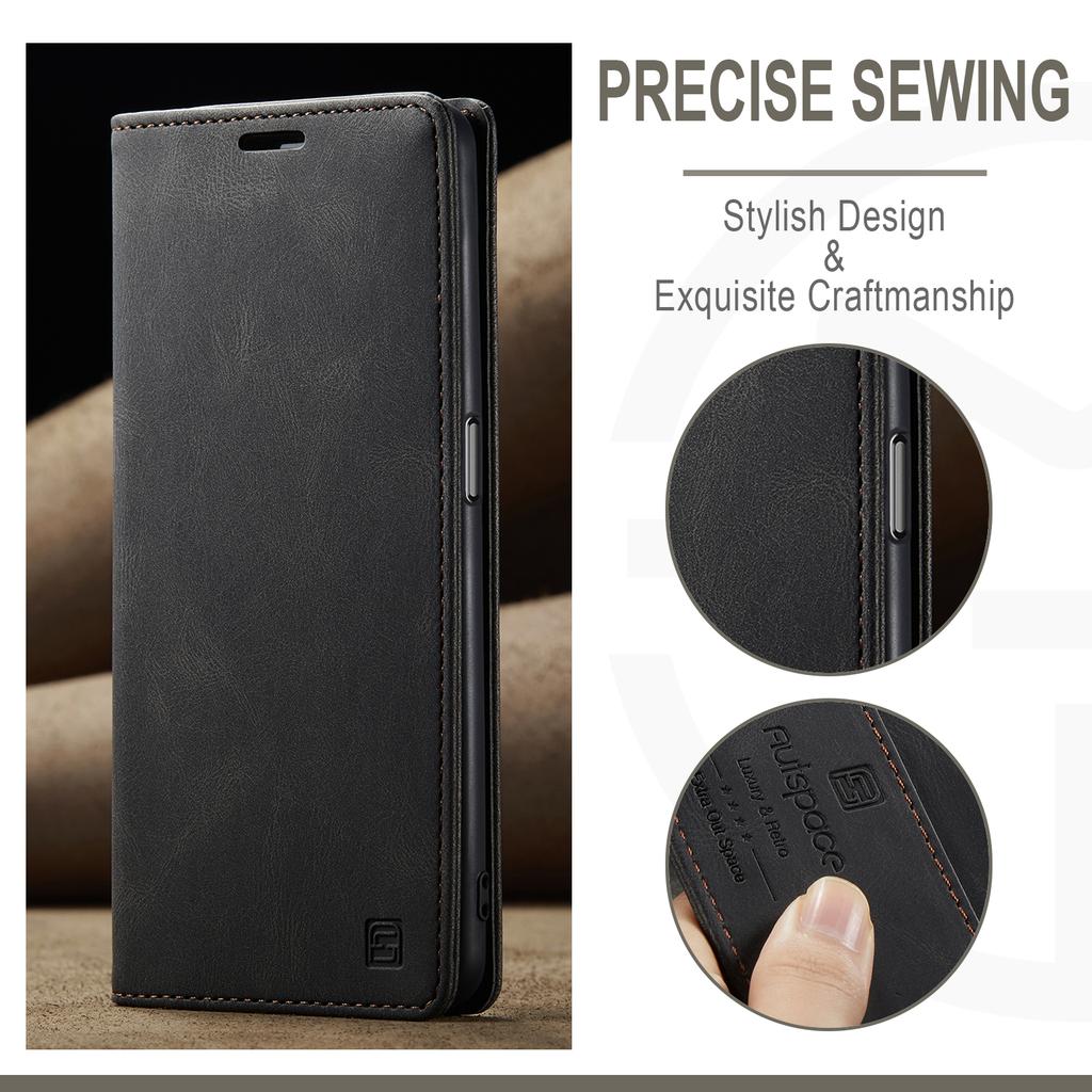 For Oppo A57s 4G/Oppo A57e 4G/Oppo A77 4G/Oppo A77s 4G/Oppo A57 4G Wallet Case AUTSPACE A01 Leather Stand Cover with RFID Blocking Card Holder